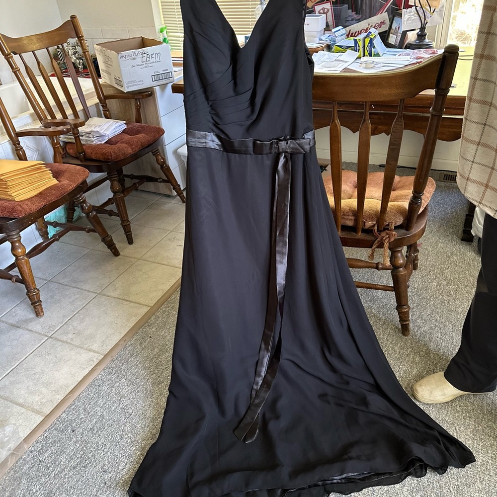 Black Plunge Neck Wrap Maxi Gown